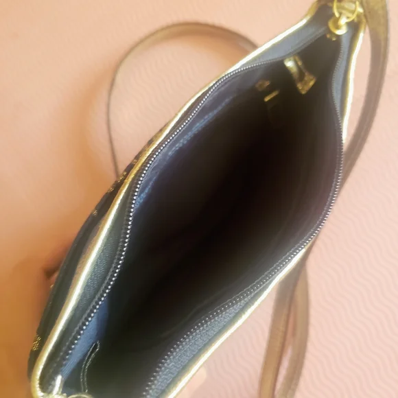 COACH Poppy Blue Gold New York Script Signature Heart Poppy Crossbody - Picture 8 of 14